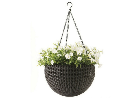 Кашпо подвесное для цветов Keter Hanging Sphere Planter 350х350х220 мм Виски коричневый