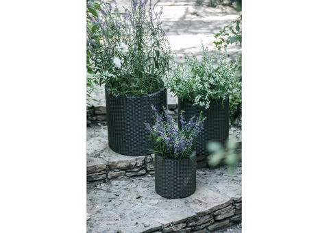 Комплект кашпо для цветов Keter Cylinder Planters S+M+L Антрацит