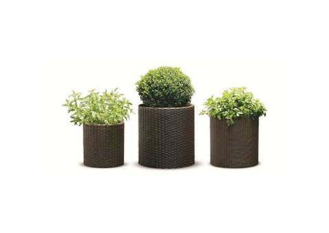 Комплект кашпо для цветов Keter Cylinder Planters S+M+L Виски коричневый