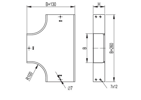 Ответвитель DKC 36141 DPT 80х80 мм горизонтальный