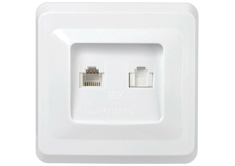 Розетка IEK РК/Т12-ВБ RJ11/RJ45 Вега EIV20-K01-DM двухместная белая