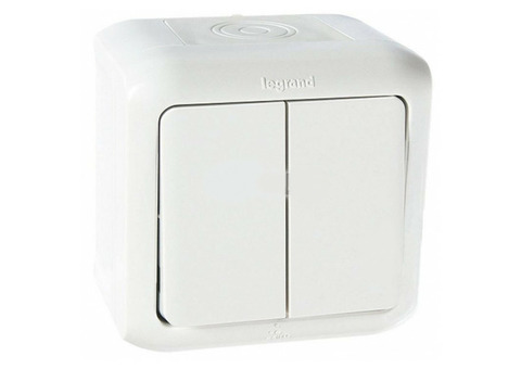 Выключатель Legrand Quteo 782302 IP 44 двухклавишный белый