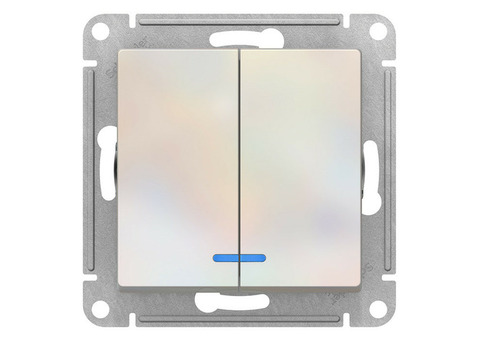 Механизм выключателя Schneider Electric AtlasDesign ATN000453 двухклавишный с индикатором жемчуг