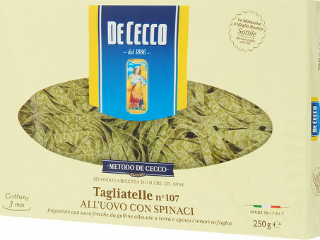 Паста DE CECCO №107 Tagliatelle со шпинатом 250 г по оптовым ценам