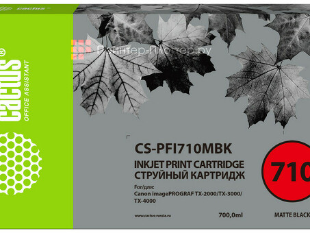 Картридж струйный Кактус CS-PFI710MBK Черный матовый ( 700мл ) для Canon imagePROGRAF TX-2000/TX-3000/TX-4000 (CS-PFI710MBK)