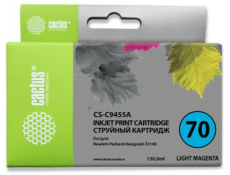 Картридж струйный Cactus CS-C9455A №70 светло-пурпурный (130 мл) для HP DJ Z3100 (CS-C9455A)