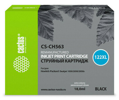 Картридж струйный Cactus CS-CH563 №122XL черный (18 мл) для HP DJ 1050/2050/2050s (CS-CH563)