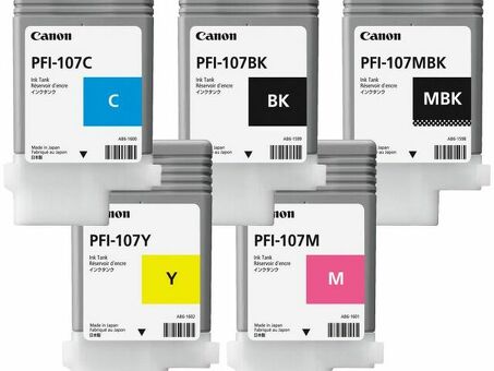 Картридж Canon PFI-107 комплект (MBK,BK,M,C,Y) 4шт х 90мл , 1шт x 130мл