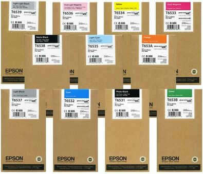 Картридж Epson T653x комплект (C, M, Y, PC, PM, PK, MK, LG, O Green). 11шт x 200мл