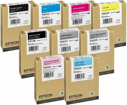 Картридж Epson T605x комплект (С, М, Ю, ПК, ПМ, ПК, МК, Г, ЛГ), 9 шт. x 110мл