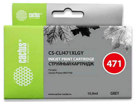 Картридж струйный кактус cs-cli471xlgy серый (10.8мл) для Canon TS5040/MG5740/MG6840/MG7740 (CS-CLI471XLGY)