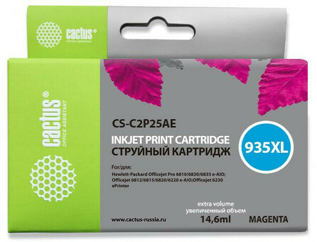 Картридж струйный Кактус CS-C2P25AE №935xl пурпурный (14,6 мл) для HP DJ Pro 6230/6830 (CS-C2P25AE)