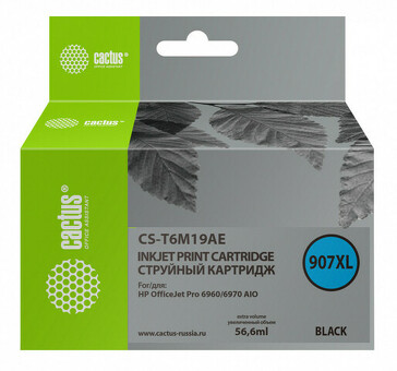 Картридж струйный Cactus №907XL CS-T6M19AE черный (56.6 мл) для HP OJP 6950/6960/6970 (CS-T6M19AE)