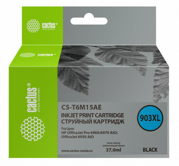 Картридж струйный Cactus №903XL CS-T6M15AE черный (37 мл) для HP OJP 6950/6960/6970 (CS-T6M15AE)