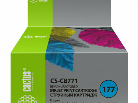 Картридж струйный Кактус CS-C8771 №177 голубой (11,4 мл) для HP PS3213/3313/8253/C5183/C6183/C6283/C7183/C7283/C8183/D7163/D7263/D7363/D7463 (CS-C8771)