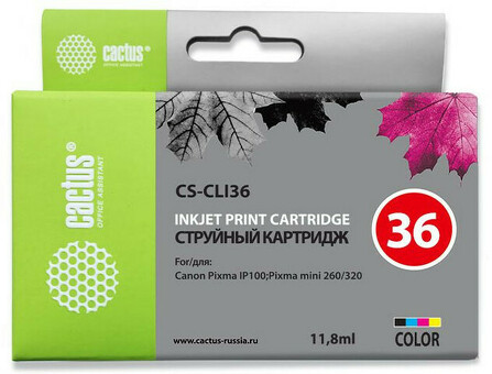 Картридж струйный Cactus CS-CLI36 многоцветный (11.8мл) для Canon Pixma 260 (CS-CLI36)