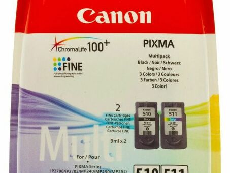 Картридж Canon PG-510 и CL-511 Multipack набор ( black , color ) набор , 2шт x 9 мл (2970B010)