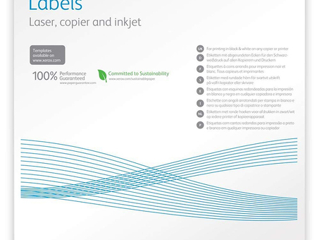 Бумага самоклеящаяся Xerox Labels Laser/Copier, матовая, A4 (210 x 297 мм), 18 наклеек, 100 листов (003R96297)