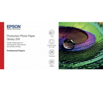 Бумага с покрытием Epson Production Photo Paper Glossy 200, глянцевая, 200 г/кв.м, 610 мм, 30 м (C13S450371)