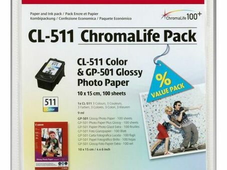 Картридж Canon CL-511 (color) ChromaLife Pack, 9 мл (2972B008)