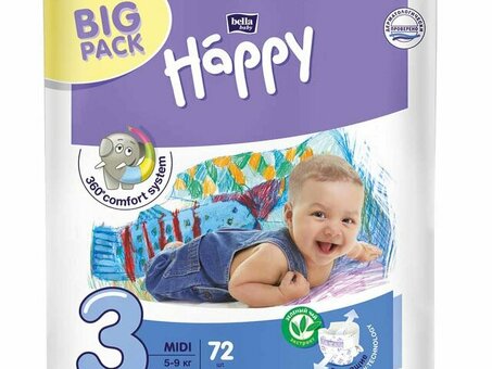 Подгузники Bella baby Happy MIDI, 72 шт. (5-9 кг)