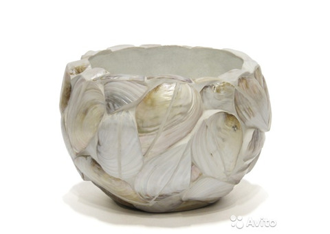 Кашпо Round bowl kabibe shell leaves Celebes