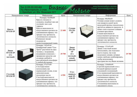 Мебель для летней веранда из искусственного ротанга