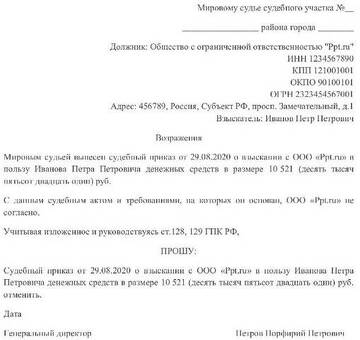 Образцы возражений на приказ судьи по безопасности