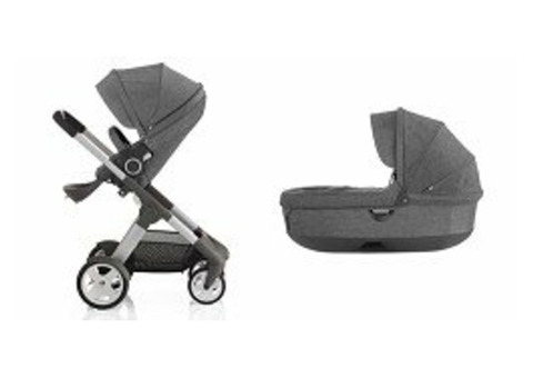 Stokke Crusi Complete In Black Melange - Stroller And Carrycot