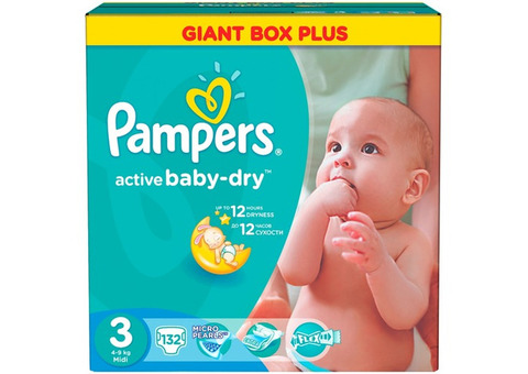 Pampers active baby dry 132 шт 4-9 кг