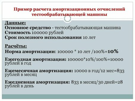 Расчет амортизации при оценке себестоимости - Услуги эксперта