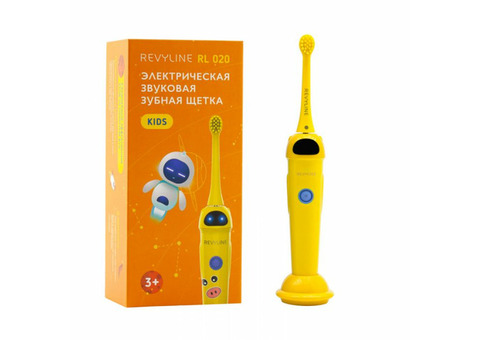 Желтая звуковая щетка Revyline RL 020 Kids с наклейками