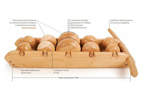 Тремасс - деревянный роликовый эко-массажер-тренажер