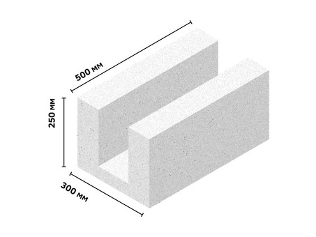 Купить U образный газоблок 500 х 375 х 250 D500 В2,5 в Москве — производитель Очаковский завод ЖБИ