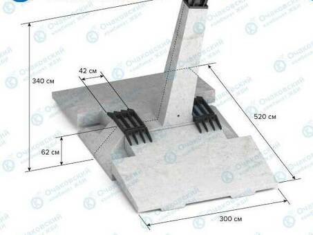 Купить фундамент ФС1-А-48 (Д-7а) под ЛЭП в Москве от Очаковского завода ЖБИ