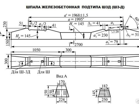 Шпала железобетонная Ш1: размеры и вес по ГОСТу