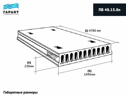 Купить пустотные плиты безопалубочного формования ПБ с нагрузкой 600 кгс/м? шириной 1,5 метра - цены, характеристики