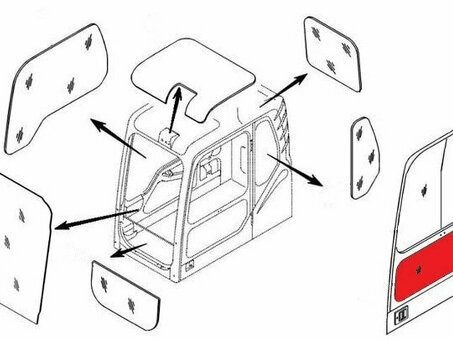 Стекло двери нежнее (триплекс) 4651658 HITACHI серия ZAXIS-3