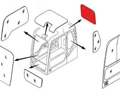 Стекло кабины заднее (триплекс) 71N6-02750 Hyundai R140-R500 серия 7 и 7A