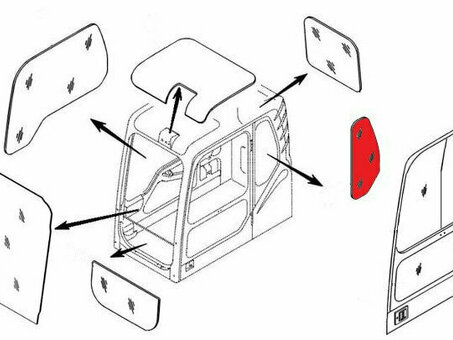 Стекло кабины левое за дверью (триплекс) 71Q6-02721 Hyundai R140-R500 серия 9S