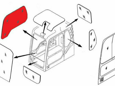 Стекло кабины правое (триплекс) 71Q6-02730 Hyundai R140-R500 серия 9S