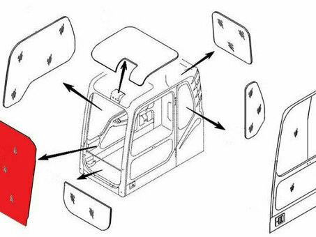 Стекло лобовое верхнее (триплекс) 4602562 / 4448306 HITACHI серия ZAXIS, ZAXIS-3G