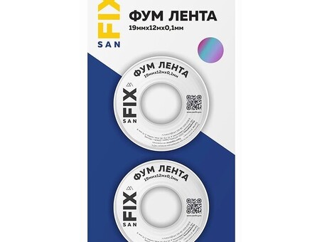 Лента ФУМ SANFIX 19мм х12м х0,1 мм 0,3г/см3, 2 катушки в блистере