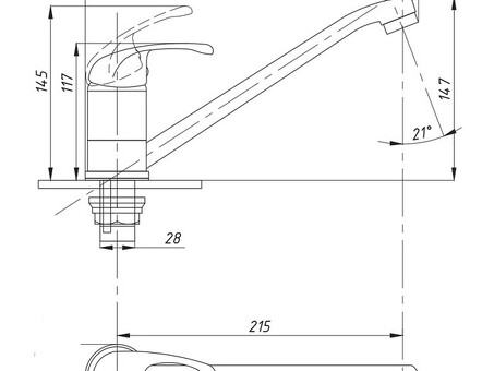 Смеситель для мойки TSB 650-1109 однорычажный, без гибкой подводки, длинный излив