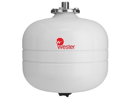 Бак расширительный WESTER WDV Premium объём 12л, DN 20, PN 12, для ГВС, гелиосистемы, вертикальный, резьбовое-НР, G-3/4'', без опор с контрфланецем из нержавеющей стали, белый, Россия