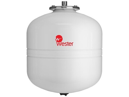 Бак расширительный WESTER WDV Premium объём 35л, DN 20, PN 12, для ГВС, гелиосистемы, вертикальный, резьбовое-НР, G-3/4'', без опор с контрфланецем из нержавеющей стали, белый, Россия