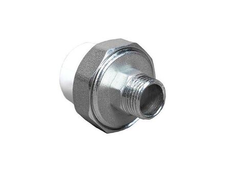 Муфта комбинированная ПП 20-1/2'' PN 25, разъёмная, с наружной резьбой, белая, Valfex