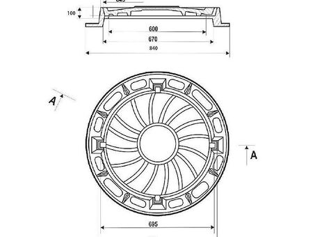 Люк чугунный Т (С250)-1-60 четырехушковый,нагрузка 250кН