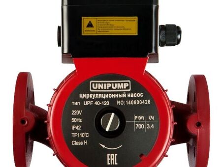 Насос циркуляционный с мокрым ротором UNIPUMP PN 10 110гр.UPF 40-120,L 250, 700Вт 1х220В 1 скорость фланцевый, 16515