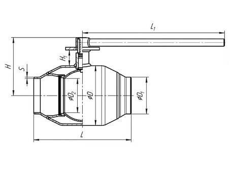 Кран стальной шаровой цельносварной TEMPER КШ.П.П-П, DN 100 PN 25, 330мм, полнопроходной, приварной с ручкой